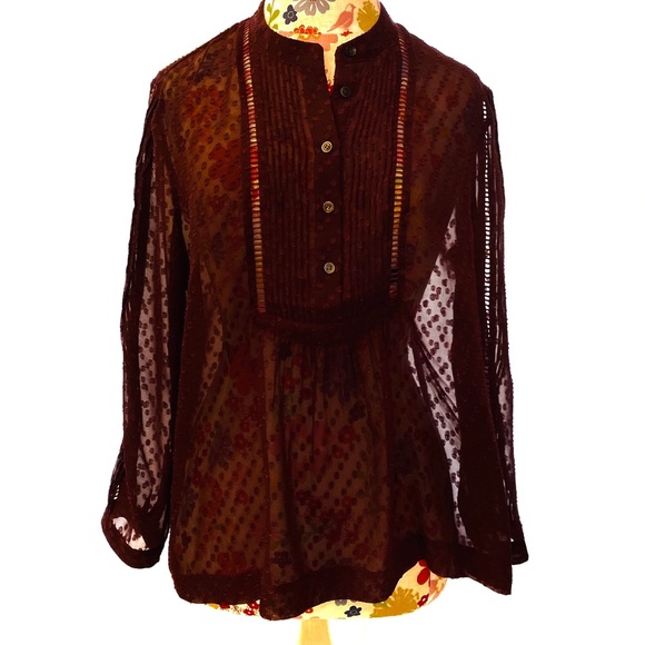Madewell Tops - Madewell Wine Colored Bibbed Blouse
